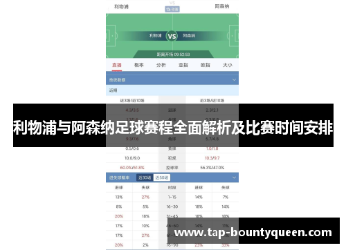 利物浦与阿森纳足球赛程全面解析及比赛时间安排