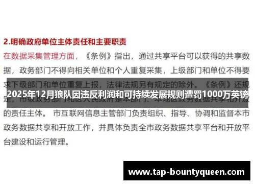 2025年12月狼队因违反利润和可持续发展规则遭罚1000万英镑 2025年12月狼队因违反利润和可持续发展规则遭罚1000万英镑
